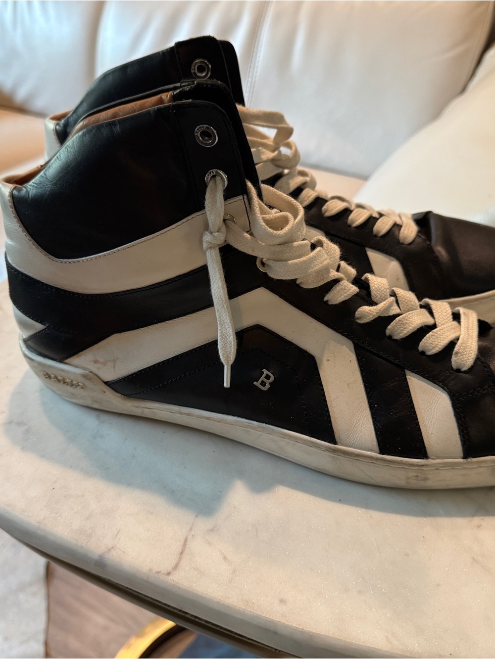 Bally Black and White High-Top Men’s Sneakers Sz 12E